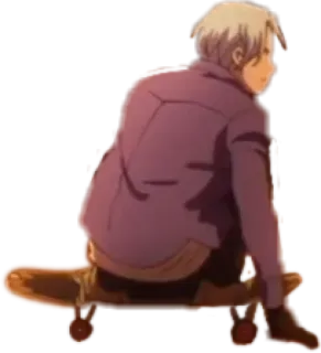 😤 f780728b 动漫, 滑板, 角色, 坐着, 青年 telegram sticker