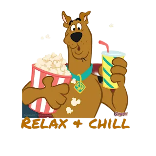 ❤️‍🩹 04ee33d1 Scooby Doo RELAX + CHILL kartun, anjing, film, santai, chill, popcorn, minuman telegram sticker