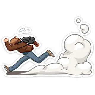 🏃‍♂ 84666983 rennen, ontsnapping, snelheid, cartoon, stof, actie, beweging telegram sticker