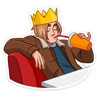 🤴 94c141c2 koning, kroon, drinken, casual, ontspannen, personage telegram sticker