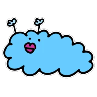 ☁️ 90f2802c nuvola, cartone animato, carino, mostro, blu, personaggio, adesivo telegram sticker