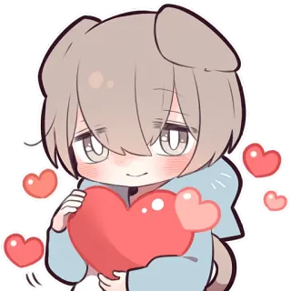 ❤️ 77761140 chibi, kawaii, herz, süß, hund, anime, liebe telegram sticker