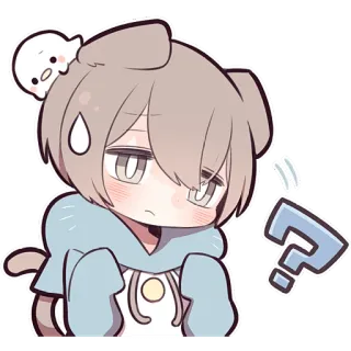 🤔 a5db66e9 Cartoon, Anime, Fragezeichen, Schweißtropfen, Süß, Hund, Tier, Kawaii telegram sticker