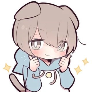 👍 f7e56926 Anime, Chibi, Niedlich, Hund, Daumen hoch, Kawaii, Sterne telegram sticker