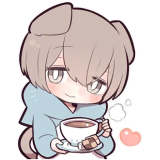 ☕ f92ad603 Chibi, Anime, Kawaii, Niedlich, Hund, Kaffee, Schokolade telegram sticker