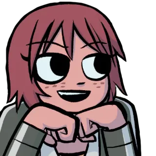😃 adefa455 Kim Pine Scott Pilgrim cartoon, meisje, glimlach, vrolijk, Scott Pilgrim telegram sticker