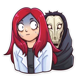 😰 ec62d6b5 cartoon, scary, creepy, monster, horror, woman, scientist telegram sticker