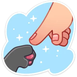 🤗 62c9ad17 кошачья лапка, человеческая рука, касание, домашний питомец, дружба, милый telegram sticker