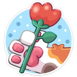 🌹 ee5dcb65 кот, цветок, рука, наклейка, мультфильм, животное, растение telegram sticker