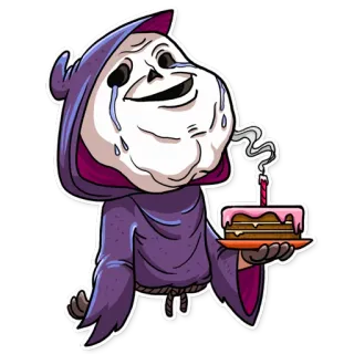 😢 120c4634 faucheuse, gâteau, anniversaire, mort, triste telegram sticker