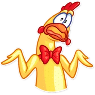 🤷‍♀️ 2ee54473 kurczak, kreskówka, muszka, wzruszenie ramionami, zdezorientowany, żółty telegram sticker