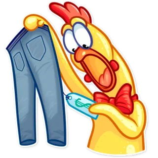 😲 5429ea7f kurczak, spodnie, metka, kreskówka, śmieszne telegram sticker