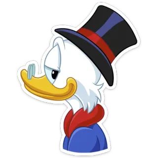 😏 15193b48 Scrooge McDuck 鸭子, 卡通, 史高治, 麦克达克, 钱, 富 telegram sticker