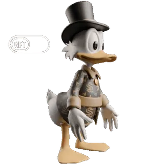 🤩 1e639df2 Scrooge McDuck NFT Tío Gilito, pato, NFT, Disney, sombrero de copa, dinero telegram sticker