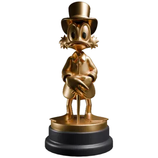 💲 d45a6711 Scrooge McDuck Rico McPato, Estatua de oro, Pato de dibujos animados, Disney, Sombrero de copa, Antropomórfico, Personaje ficticio telegram sticker
