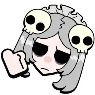 👍 340c9517 Totenkopf, Cartoon, Mädchen, Stinkefinger telegram sticker