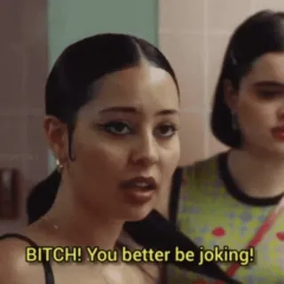 🎈 ae668cd1 BITCH! You better be joking! enojado, sarcástico, meme, mujer, impactada, tele telegram sticker
