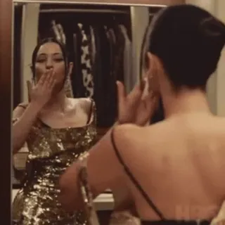 🎈 f3aabe15 mujer, vestido, espejo, reflejo, beso telegram sticker