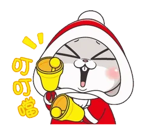 🔔 ebbb5c0b 叮叮噹 campana, coniglio, cartone animato, natale, carino, animale whatsapp sticker