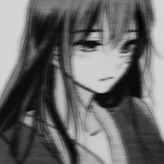 🌟 6397090e Anime Mädchen, traurig, monochrom, Emo, Manga, Porträt whatsapp sticker