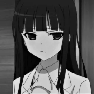 🌟 bc109c14 Anime, Mädchen, ernst, schwarz weiß whatsapp sticker