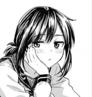 🌟 c57676a3 Anime, Manga, Schulmädchen, Niedlich, Illustration, Schwarzweiß whatsapp sticker