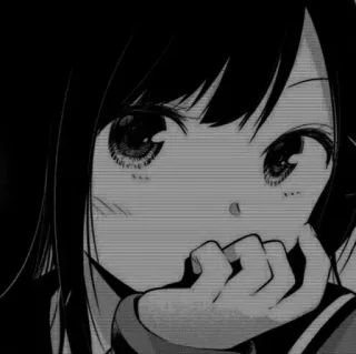 🌟 ff9ea74c Anime, Manga, Mädchen, Schwarzweiß, Porträt, Cartoon, Weiblich whatsapp sticker