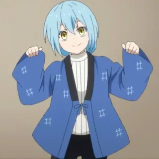 🥰 f6944633 Rimuru Tempest That Time I Got Reincarnated as a Slime Anime, Manga, Rimuru Tempest, Isekai, Rambut biru, Senyum telegram sticker