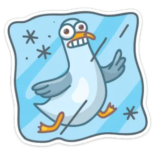 🥶 5defbcc7 Vogel, Eis, Cartoon, Winter, Kalt, Glatt whatsapp sticker