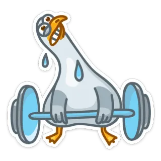 💪 cf5a423f Gans, Gewichtheben, Gewichtheben, Übung, Vogel, Cartoon whatsapp sticker