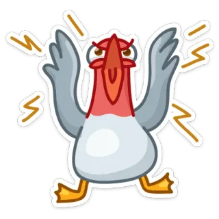 😠 dfd45a3f wütender Vogel, Cartoon, Gans, Geflügel, wütend, Tier whatsapp sticker