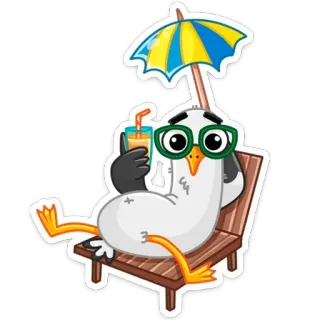 😎 28690e31 pingouin, plage, été, relaxation, dessin animé, soleil, vacances whatsapp sticker