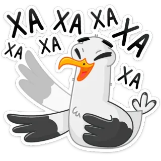😂 63395af4 ХА ХА ХА mouette, oiseau, rire, dessin animé, drôle, joyeux whatsapp sticker