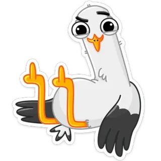 🖕 634646a3 oiseau, dessin animé, autocollant, doigt d'honneur, offensant, geste whatsapp sticker