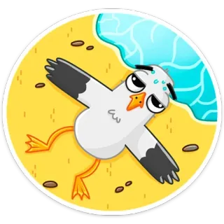 🥵 7b070304 mouette, plage, oiseau, dessin animé, océan, sable whatsapp sticker