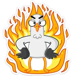🔥 84ec3d8f oiseau en colère, dessin animé, feu, flammes, têtu, personnage, mème whatsapp sticker