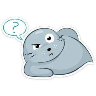 🤨 303015e2 foka, znak zapytania, kreskówka, zwierzę, zmieszany, myślenie telegram sticker
