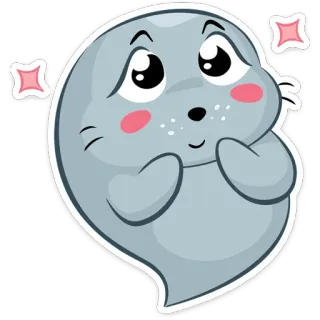 🤩 ec046634 foka, zwierzę, słodki, kawaii, kreskówka, naklejka telegram sticker