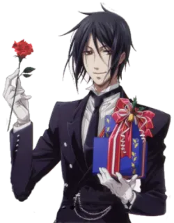 🎁 376d54b2 Sebastian Michaelis Black Butler anime, rosa, regalo, Sebastian Michaelis, Black Butler whatsapp sticker