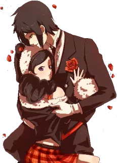 ❤ 5c5dfefe Anime, Manga, Coppia, Romance, Maggiordomo, Abito elegante, Rosa, Illustrazione whatsapp sticker