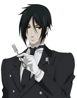 🍴 be0d64ab Sebastian Michaelis Black Butler anime, maggiordomo, Sebastian Michaelis, Black Butler, formale, cameriere, servitore whatsapp sticker