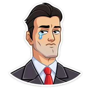 😥 9b94e058 Mann, Anzug, weinend, traurig, Cartoon telegram sticker