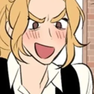 😃 70c6f8c3 mujer, enojada, dibujos animados, rubia, expresión facial, anime telegram sticker