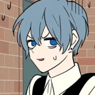 😅 7ec25ca6 anime, manga, personaje, dibujo animado, pelo azul, sonrisa socarrona, expresión telegram sticker