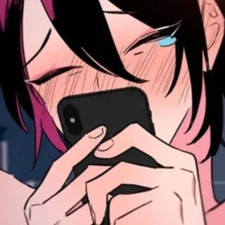 🥰 b9630ed9 anime, teléfono, ilustración, llorando, personaje telegram sticker