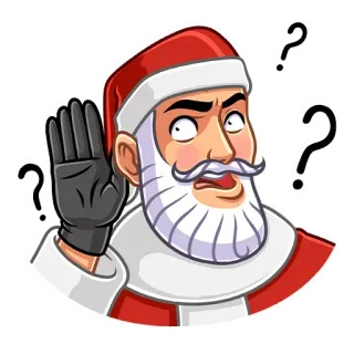 ❓ 9c1381fc Santa Claus Weihnachtsmann, Weihnachten, Verwirrung, Frage, Zuhören, Feiertag, Cartoon telegram sticker