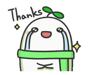 😇 635c4b85 Thanks dzięki, słodkie, kreskówka, kawaii, roślina, płacz, łzy telegram sticker