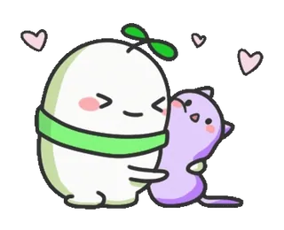 🥰 ed0891b1 Kreskówka, Uroczy, Kawaii, Uścisk, Serce, Postać, Naklejka telegram sticker