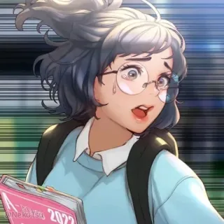 😦 0939a130 Аниме, Девушка, Школьница, Милая, Мультфильм whatsapp sticker