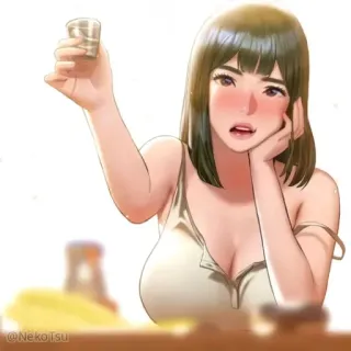 🍷 1099fa0a Аниме, Женщина, Пьет, Алкоголь, Сексуальная, Шот whatsapp sticker